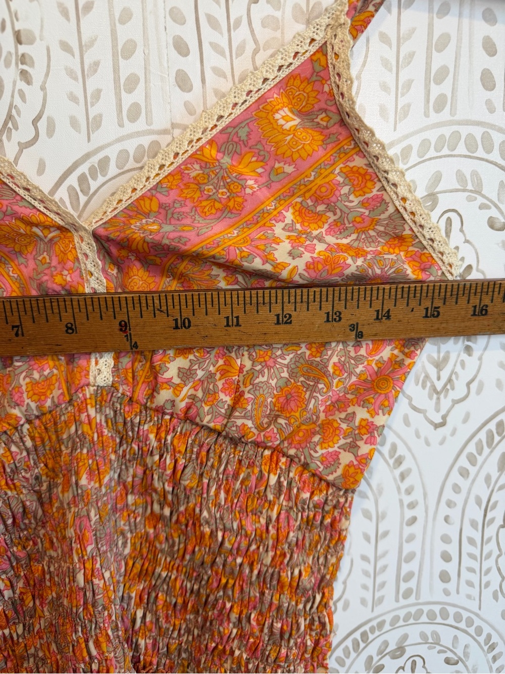 Anthropologie RAGA Boho Orange Pink Floral Midi Dress NWT Adj Straps size Medium - Picture 9 of 10